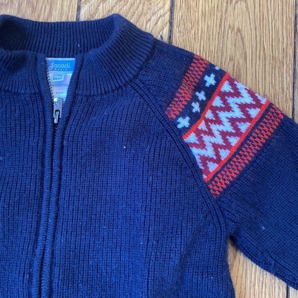 Little boys' Jacadi navy zip sweater with shoulder detail - Picture 2 of 3